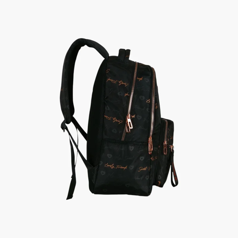 PAUSE Printed Black Backpack for Kids